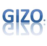 GIZO with a downward relfection in shades of blue